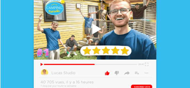 Lucas Studio, star de Youtube et de Camping Paradis Lucas Studio, star de Youtube et de Camping Paradis